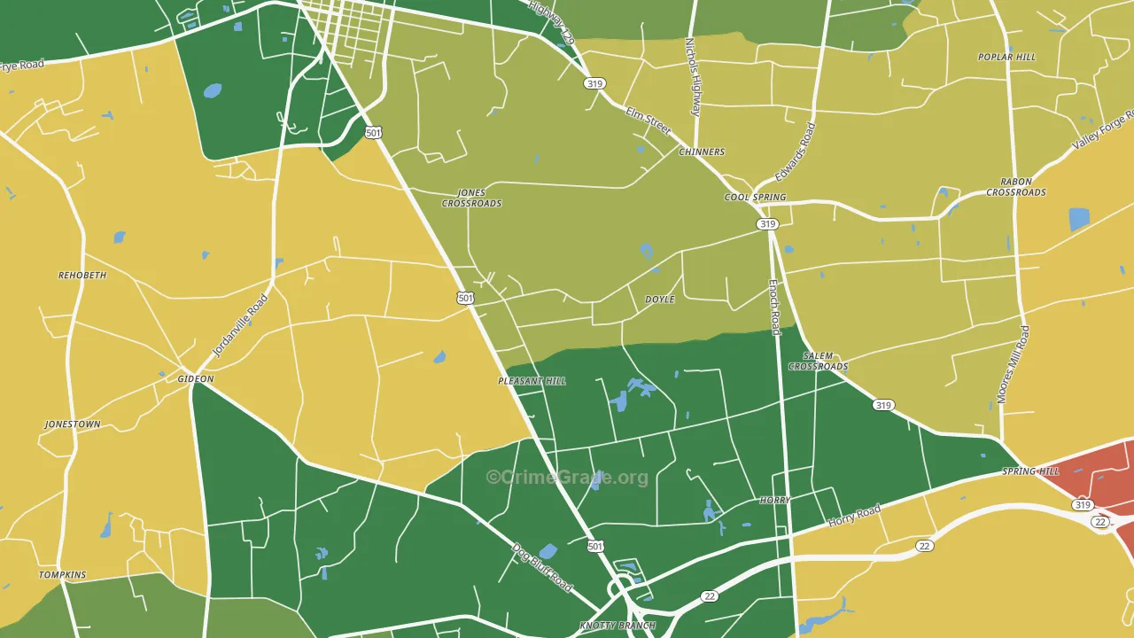 Cool Spring, SC Map of Burglary Rates