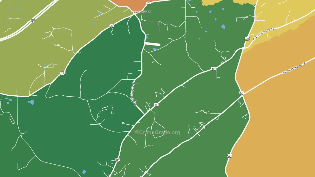 Cool Springs, AL Map of Burglary Rates