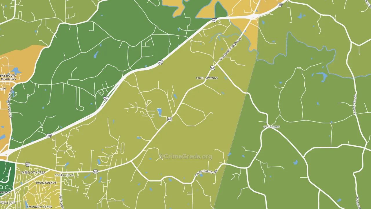 Cool Springs, NC Map of Burglary Rates