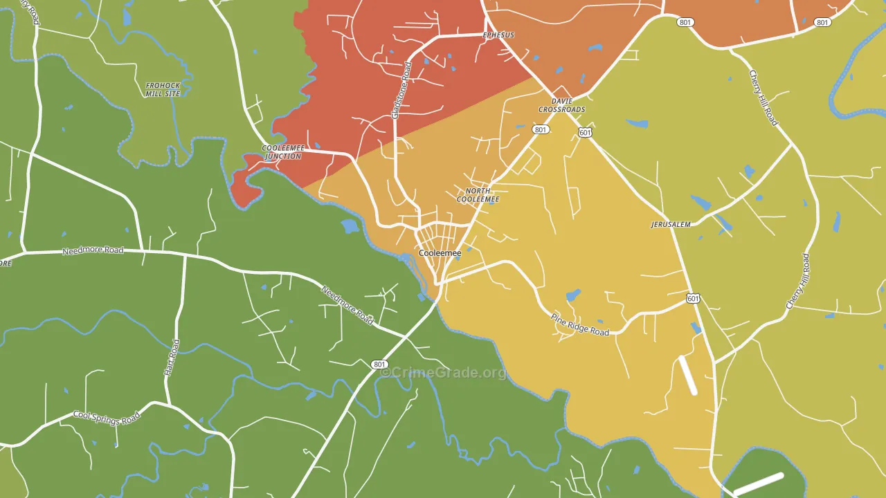 Cooleemee, NC Map of Burglary Rates