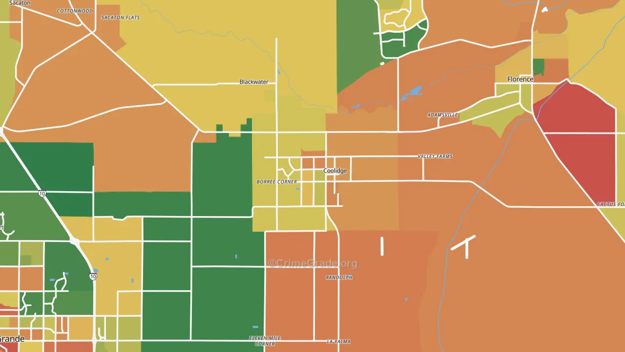 Coolidge, AZ Map of Burglary Rates