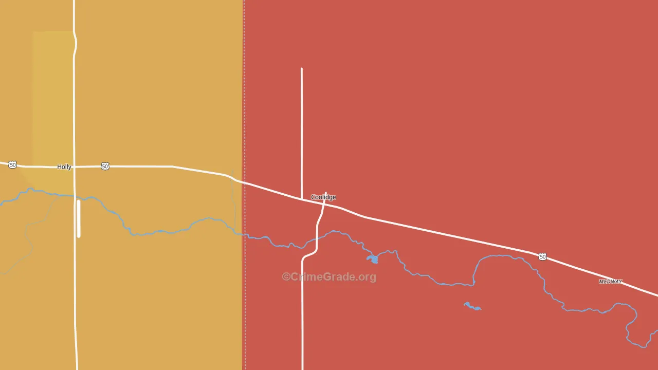 Coolidge, KS Map of Burglary Rates