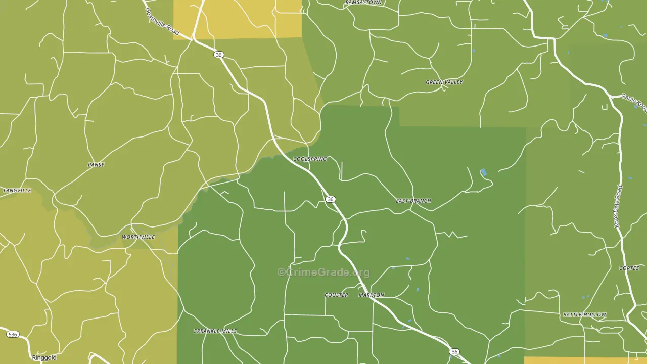 Coolspring, PA Map of Burglary Rates