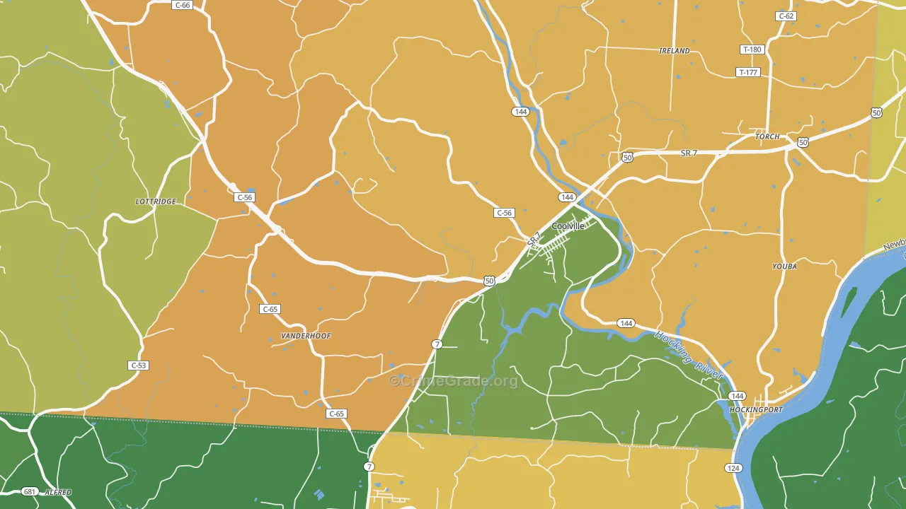Coolville, OH Map of Burglary Rates
