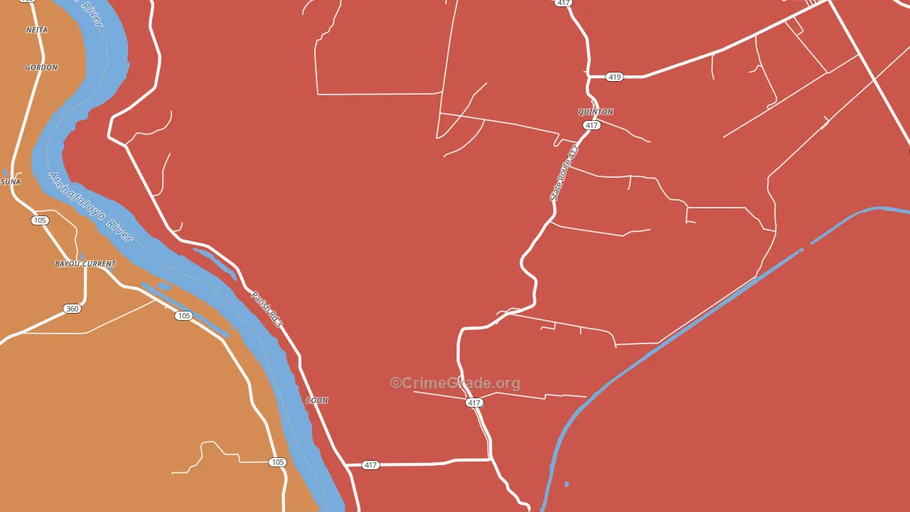 Coon, LA Map of Burglary Rates