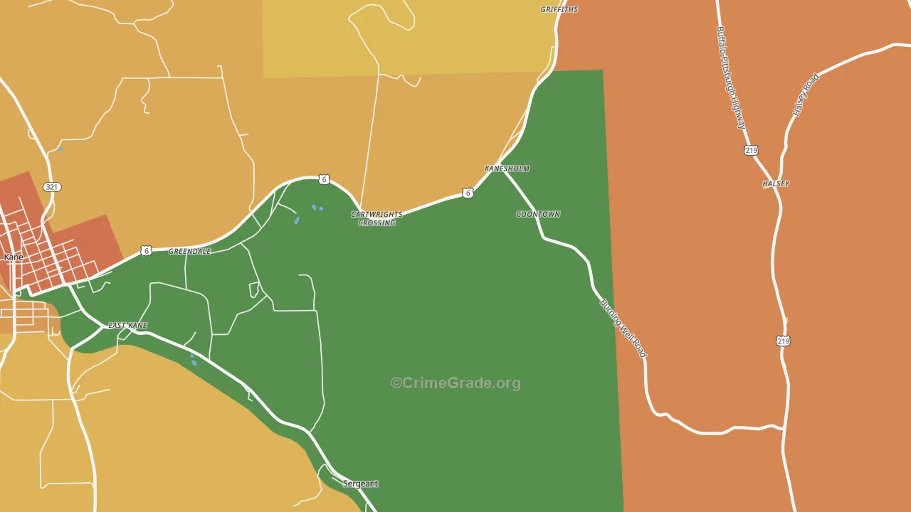 Coontown, PA Map of Burglary Rates