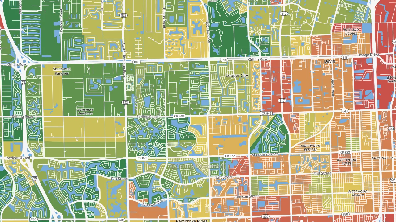 Cooper City, FL Map of Burglary Rates