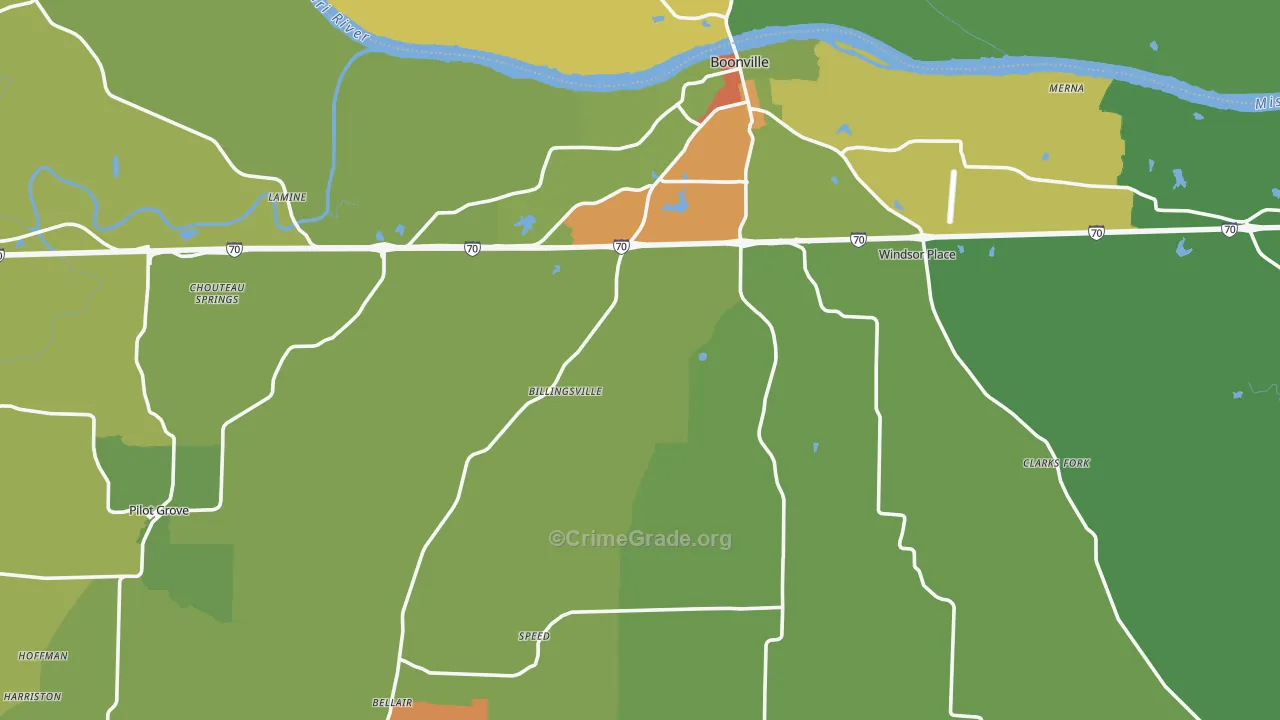 Cooper County, MO Map of Burglary Rates