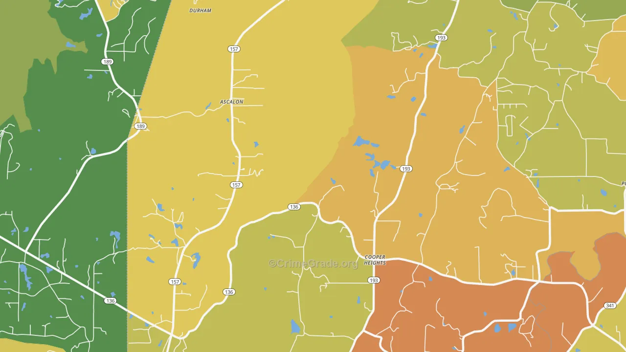 Cooper Heights, GA Map of Burglary Rates