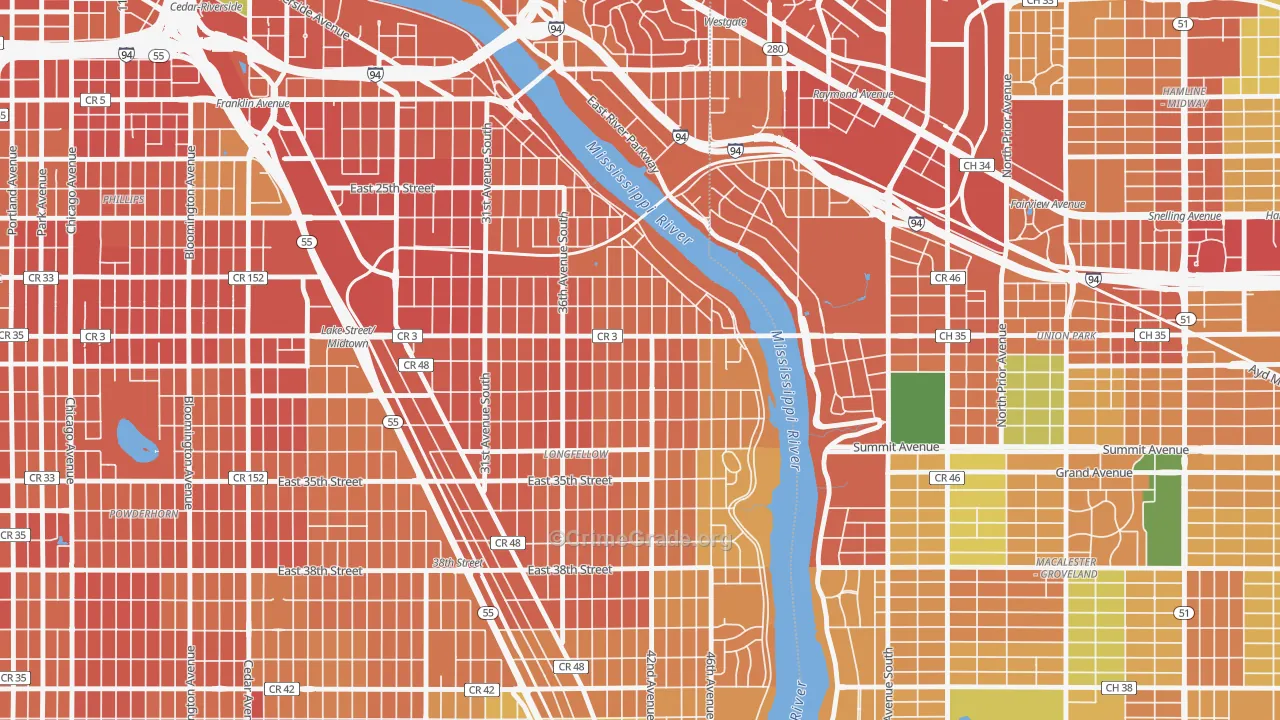 Cooper, Minneapolis, MN Map of Burglary Rates