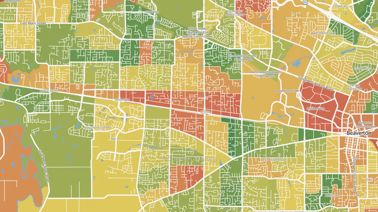 Cooper Mountain-Aloha North, Aloha, OR Map of Burglary Rates