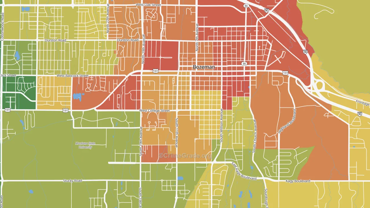 Cooper Park, Bozeman, MT Map of Burglary Rates