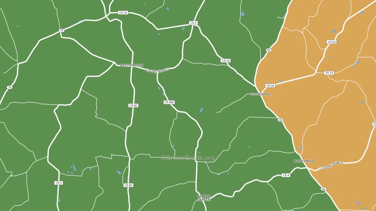 Cooperdale, OH Map of Burglary Rates