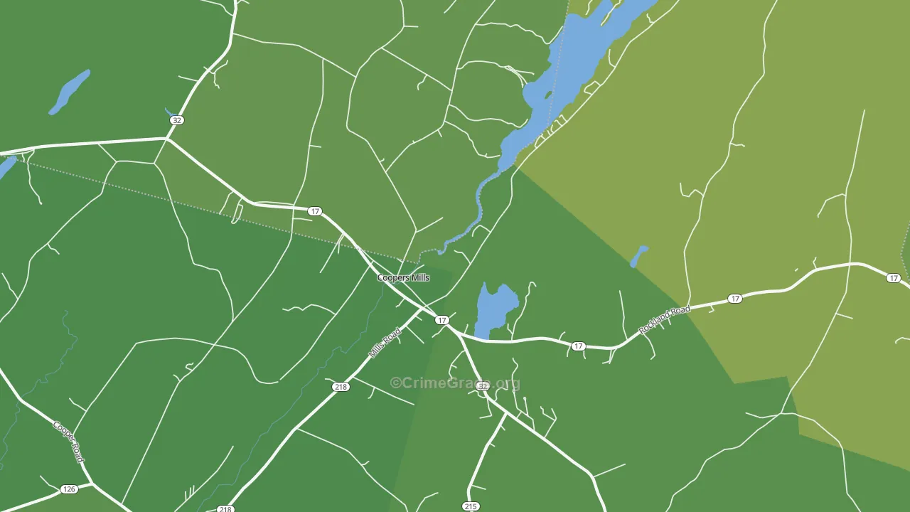 Coopers Mills, ME Map of Burglary Rates