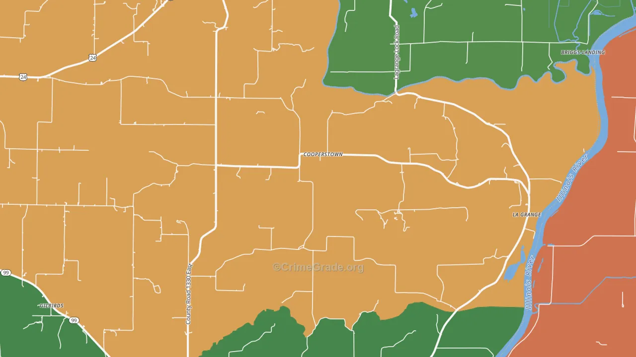 Cooperstown, IL Map of Burglary Rates