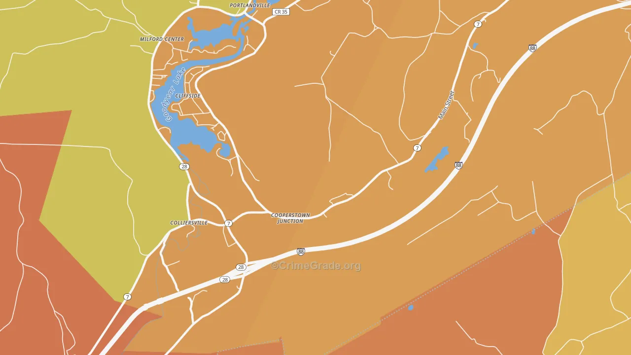 Cooperstown Junction, NY Map of Burglary Rates