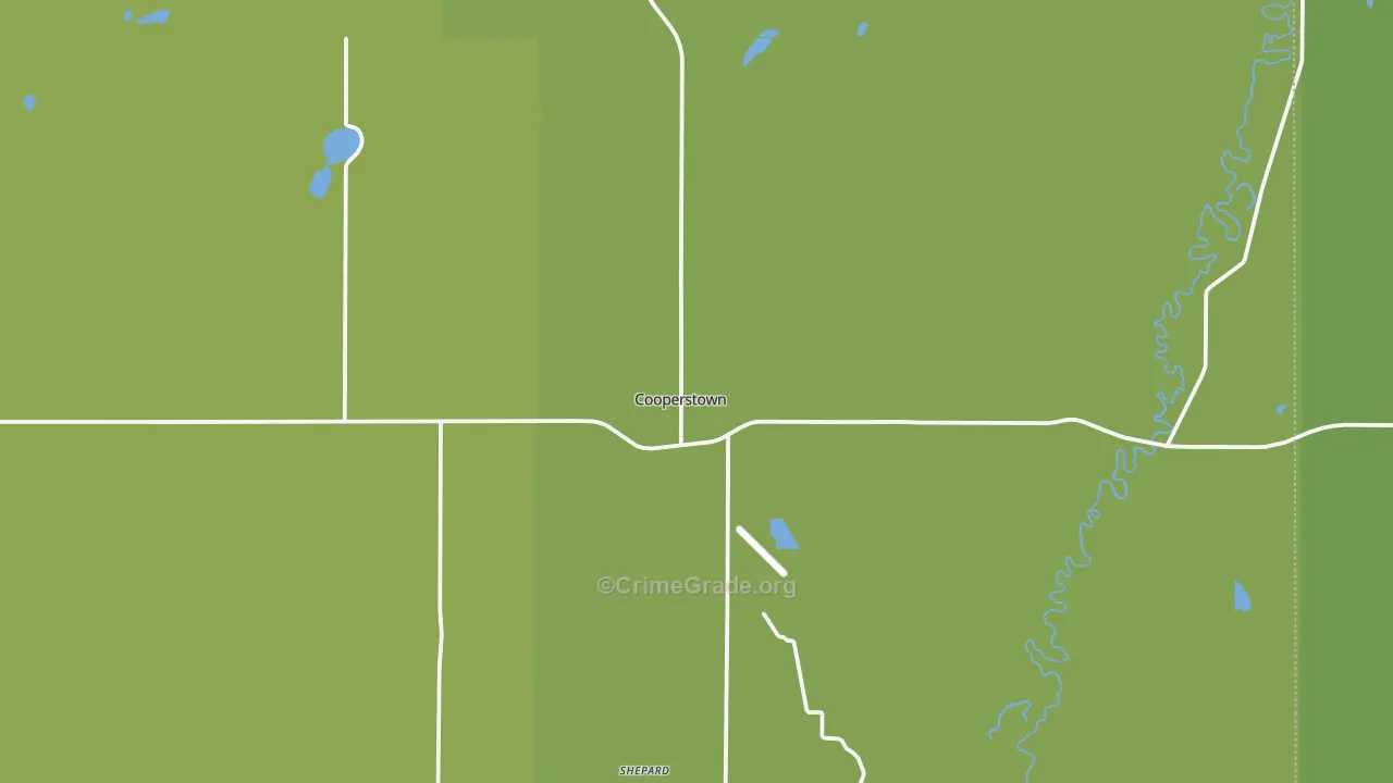 Cooperstown, ND Map of Burglary Rates