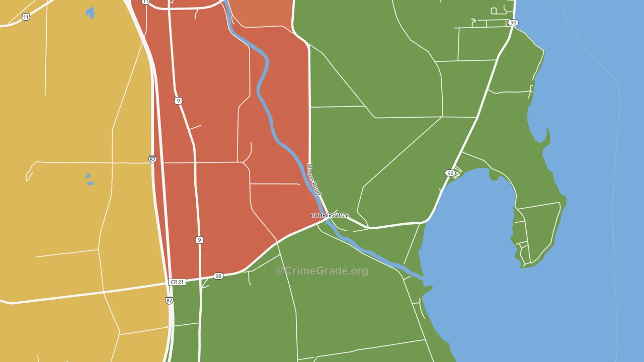 Coopersville, NY Map of Burglary Rates