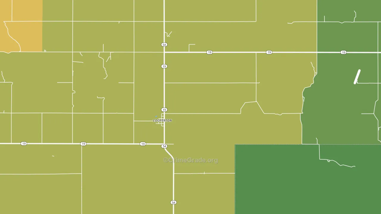 Cooperton, OK Map of Burglary Rates