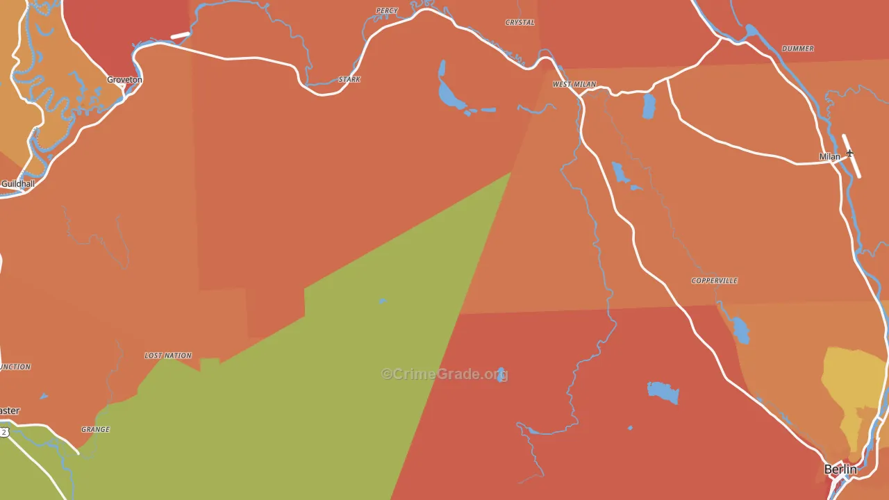 Coos County, NH Map of Burglary Rates