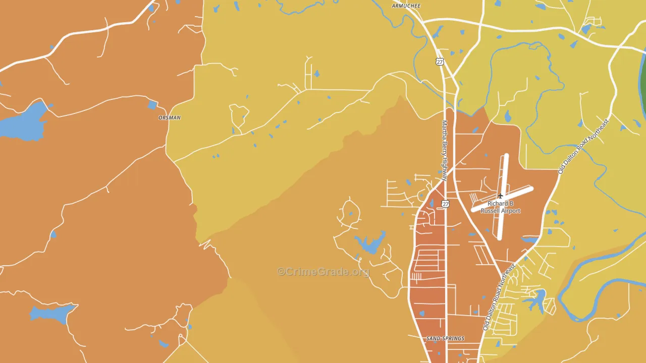 Coosa, GA Map of Burglary Rates