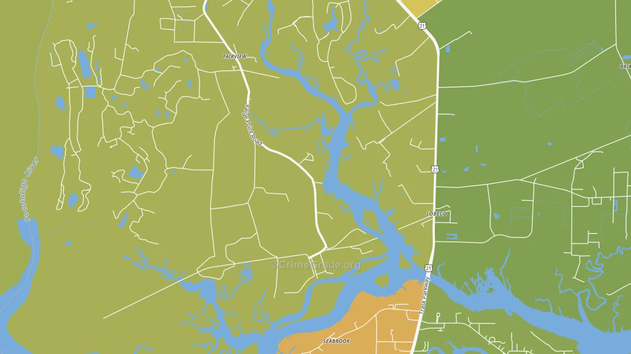 Coosaw, SC Map of Burglary Rates