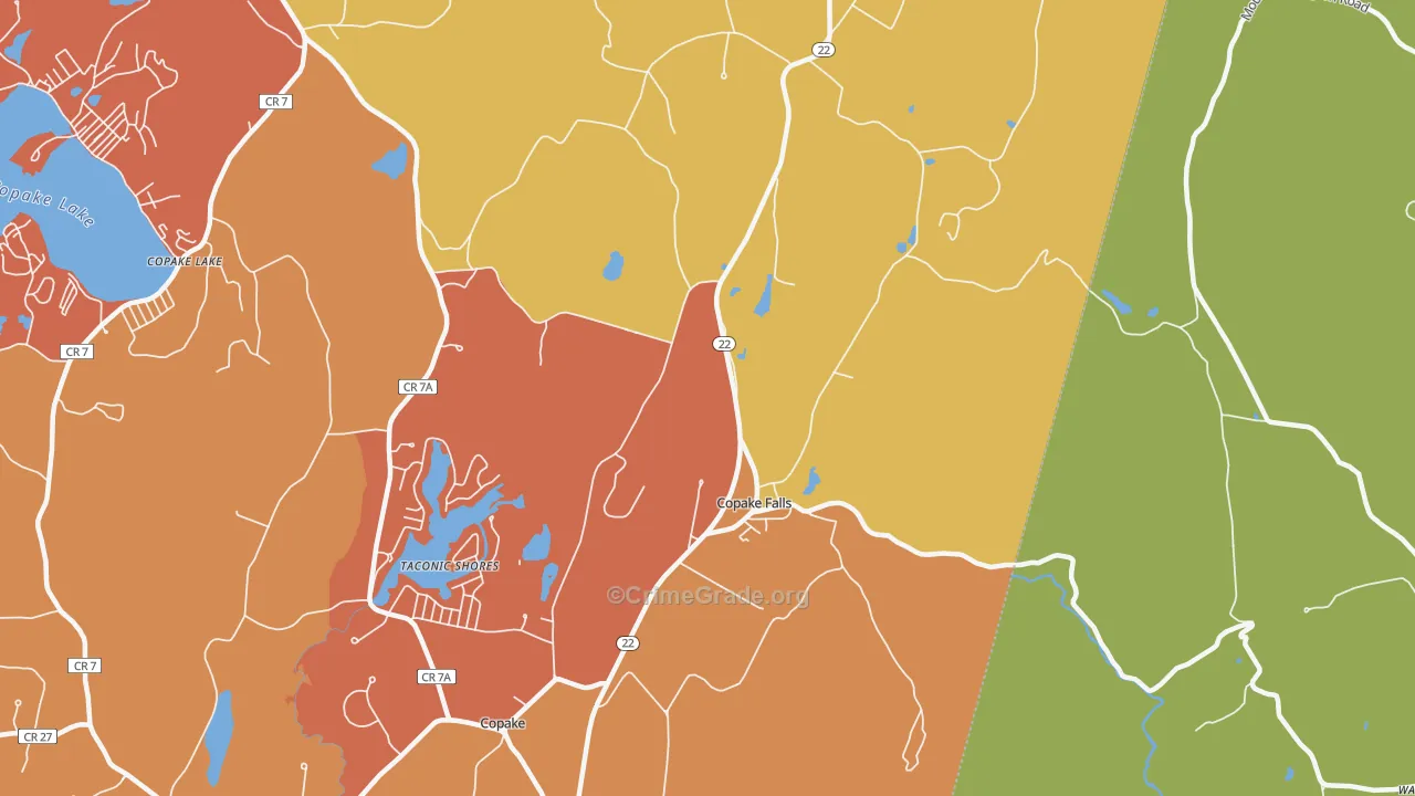 Copake Falls, NY Map of Burglary Rates
