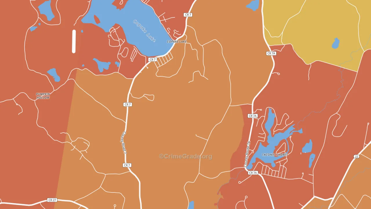 Copake Lake, NY Map of Burglary Rates