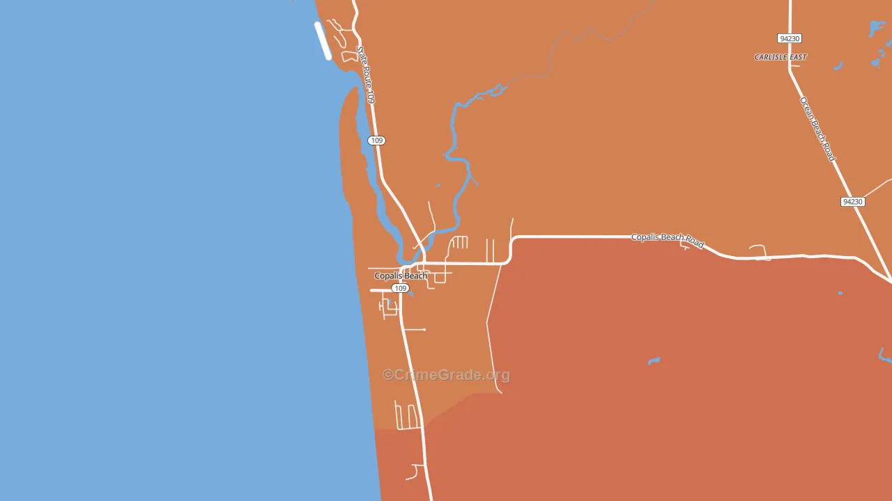 Copalis Beach, WA Map of Burglary Rates