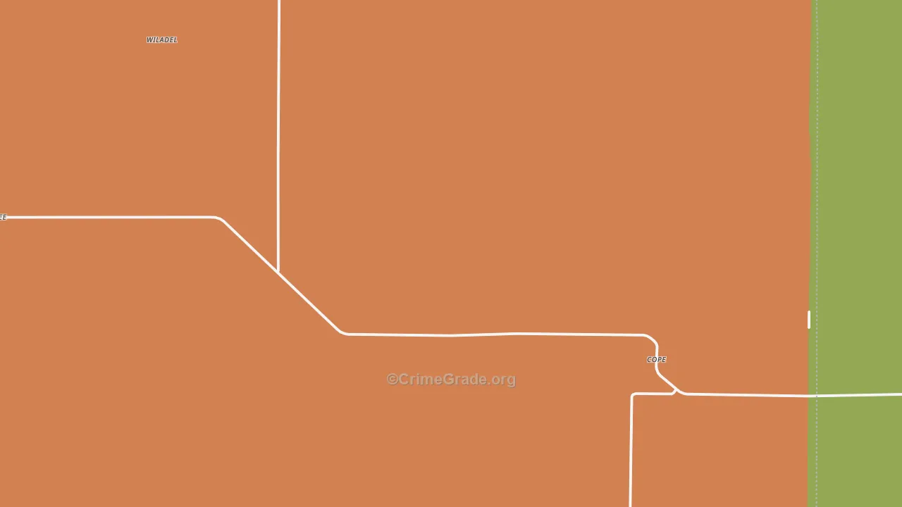 Cope, CO Map of Burglary Rates