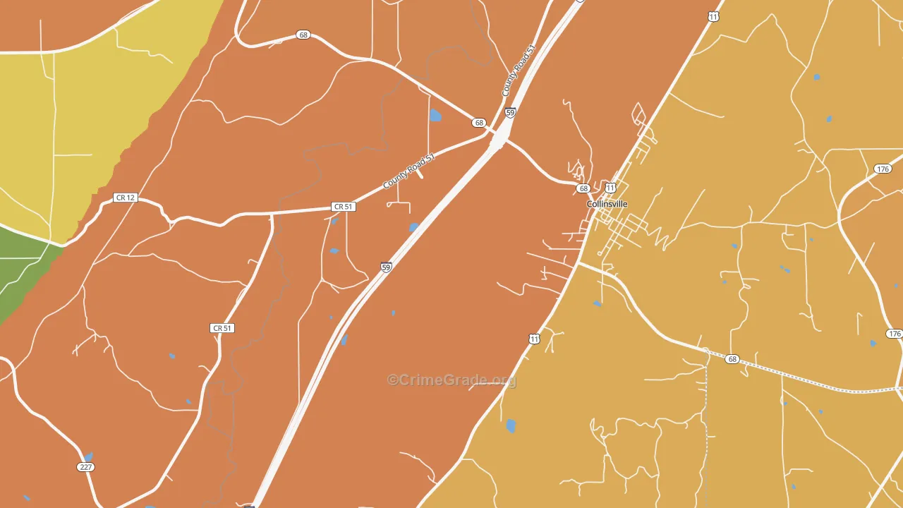 Copeland Bridge, AL Map of Burglary Rates