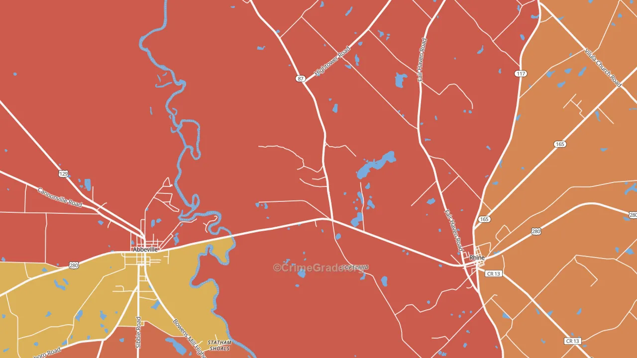 Copeland, GA Map of Burglary Rates
