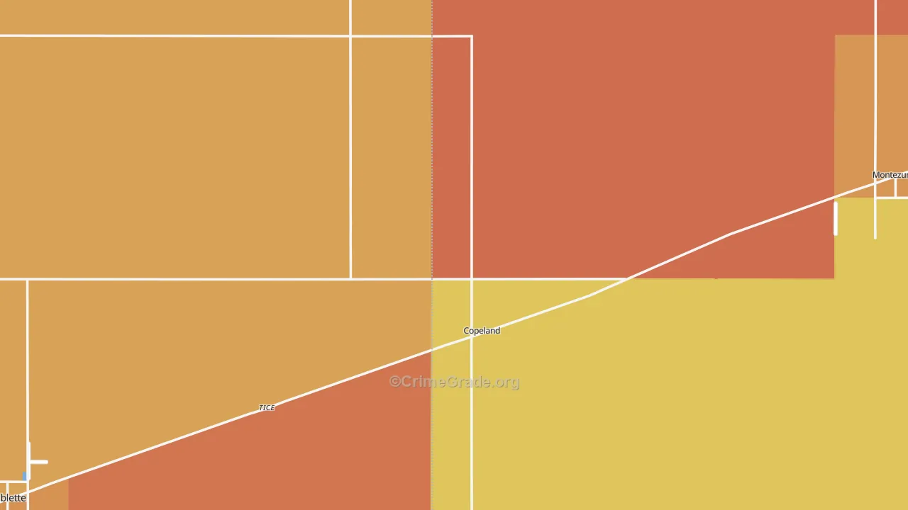 Copeland, KS Map of Burglary Rates