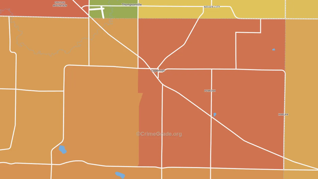 Copemish, MI Map of Burglary Rates