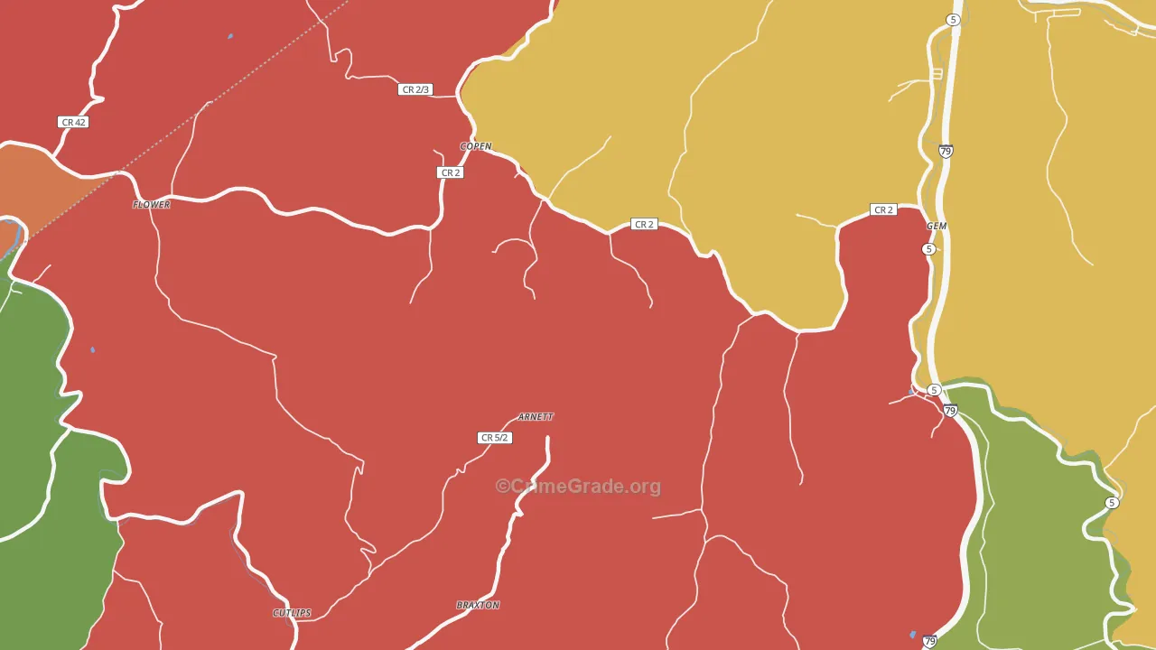 Copen, WV Map of Burglary Rates