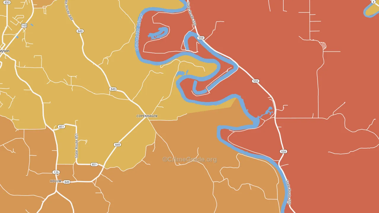 Copenhagen, LA Map of Burglary Rates