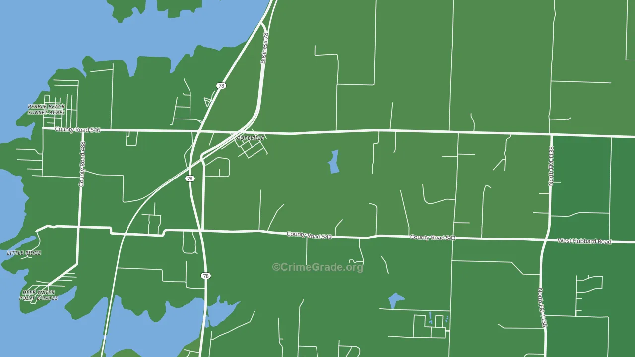 Copeville, TX Map of Burglary Rates