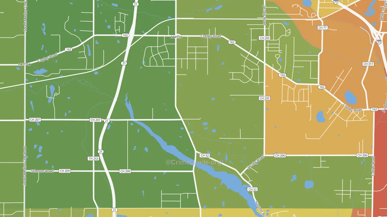 Copley, OH Map of Burglary Rates