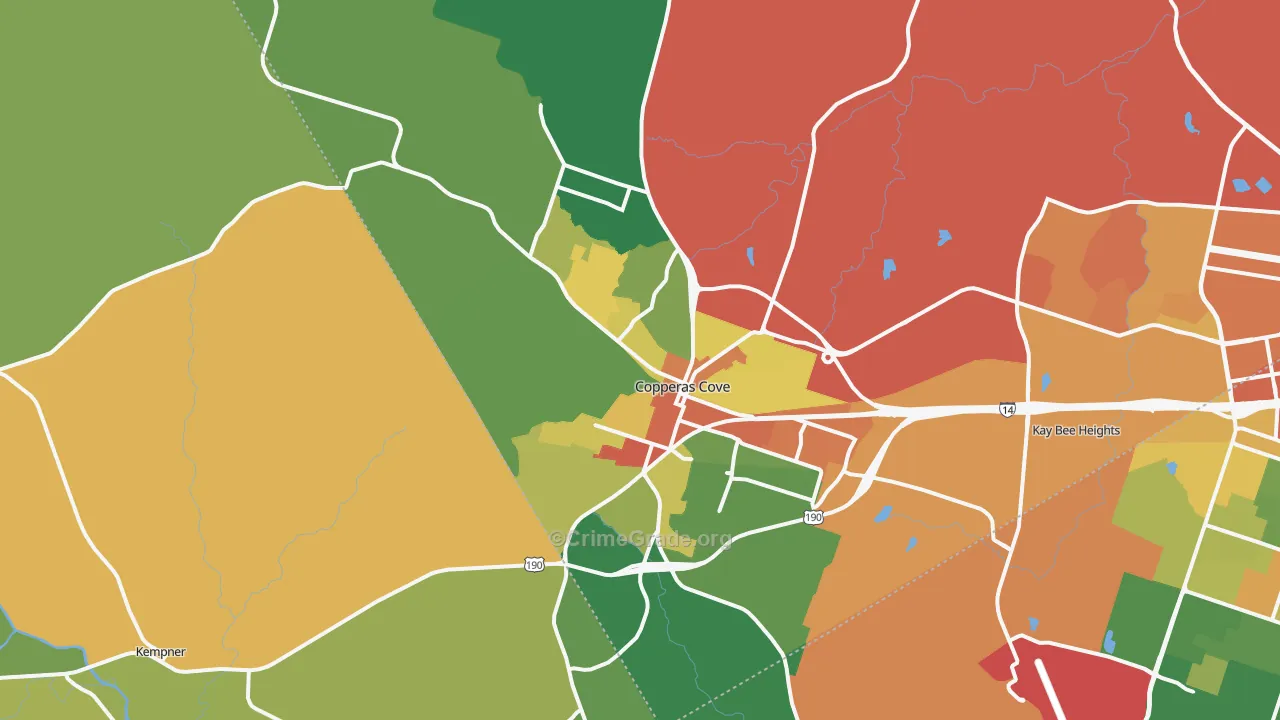 Copperas Cove, TX Map of Burglary Rates