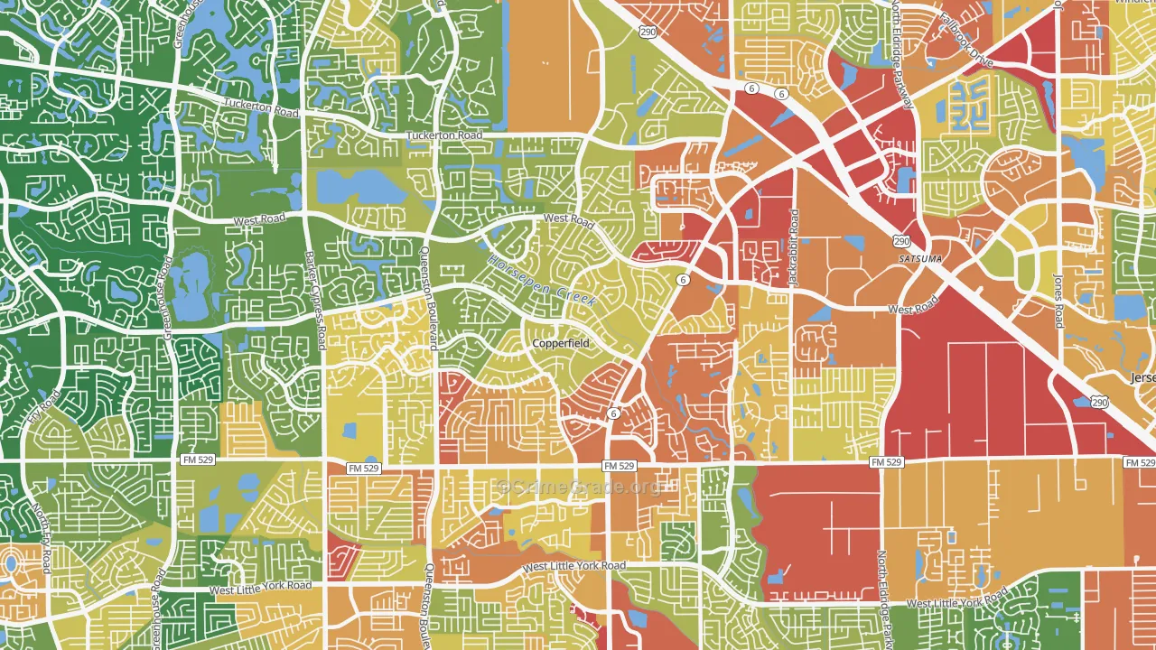 Copperfield, Houston, TX Map of Burglary Rates