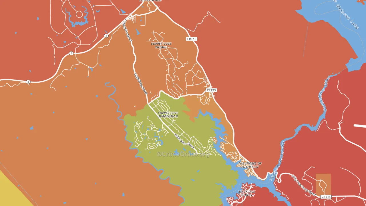 Copperopolis, CA Map of Burglary Rates