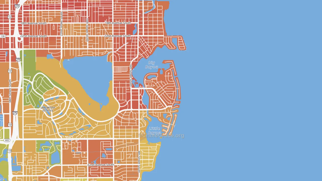 Coquina Key, St. Petersburg, FL Map of Burglary Rates
