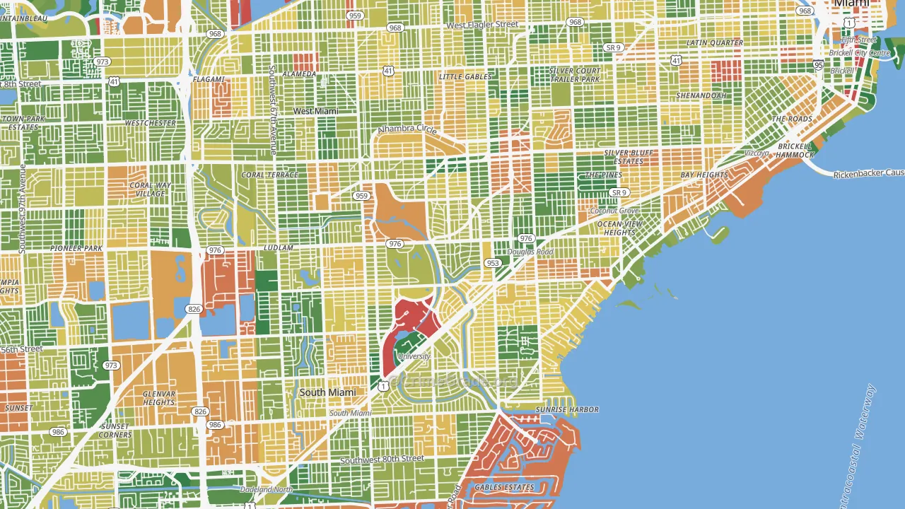 Coral Gables, FL Map of Burglary Rates