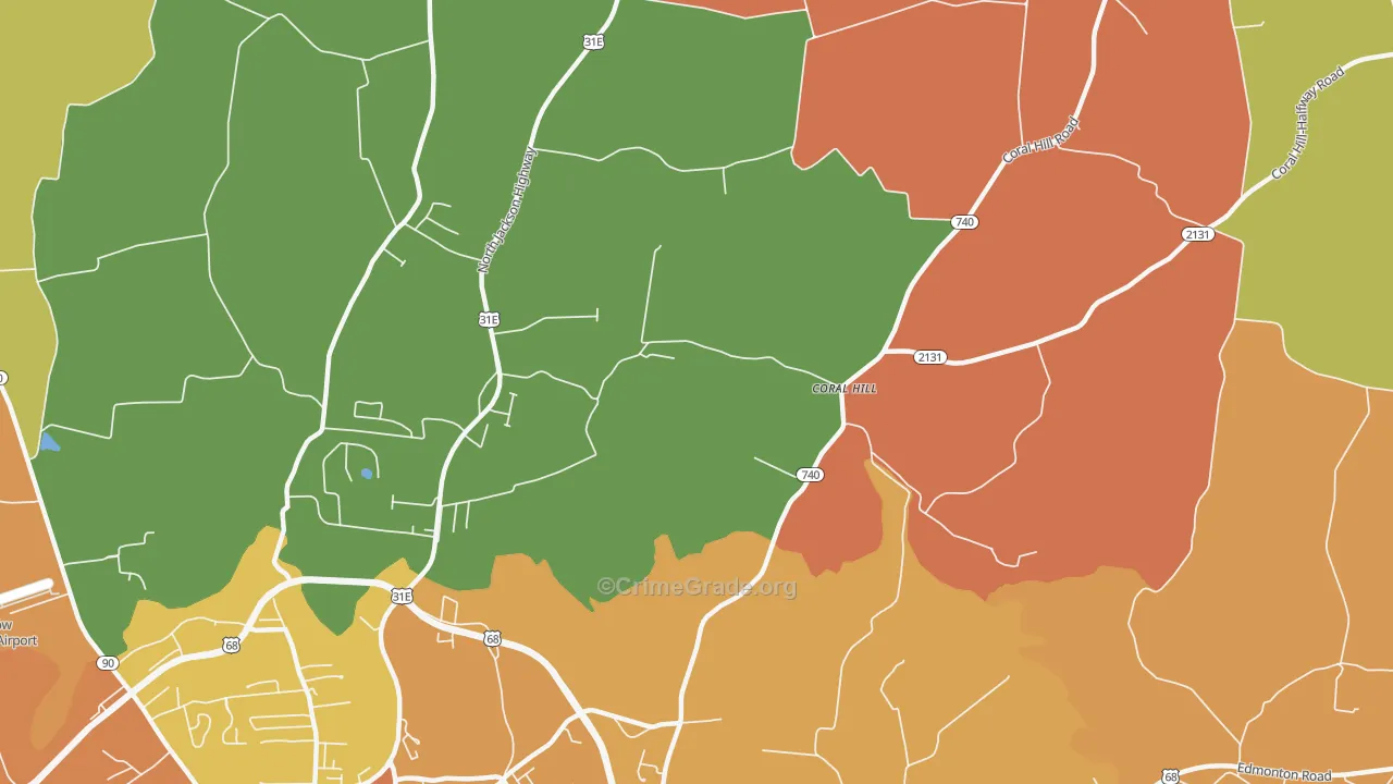 Coral Hill, KY Map of Burglary Rates