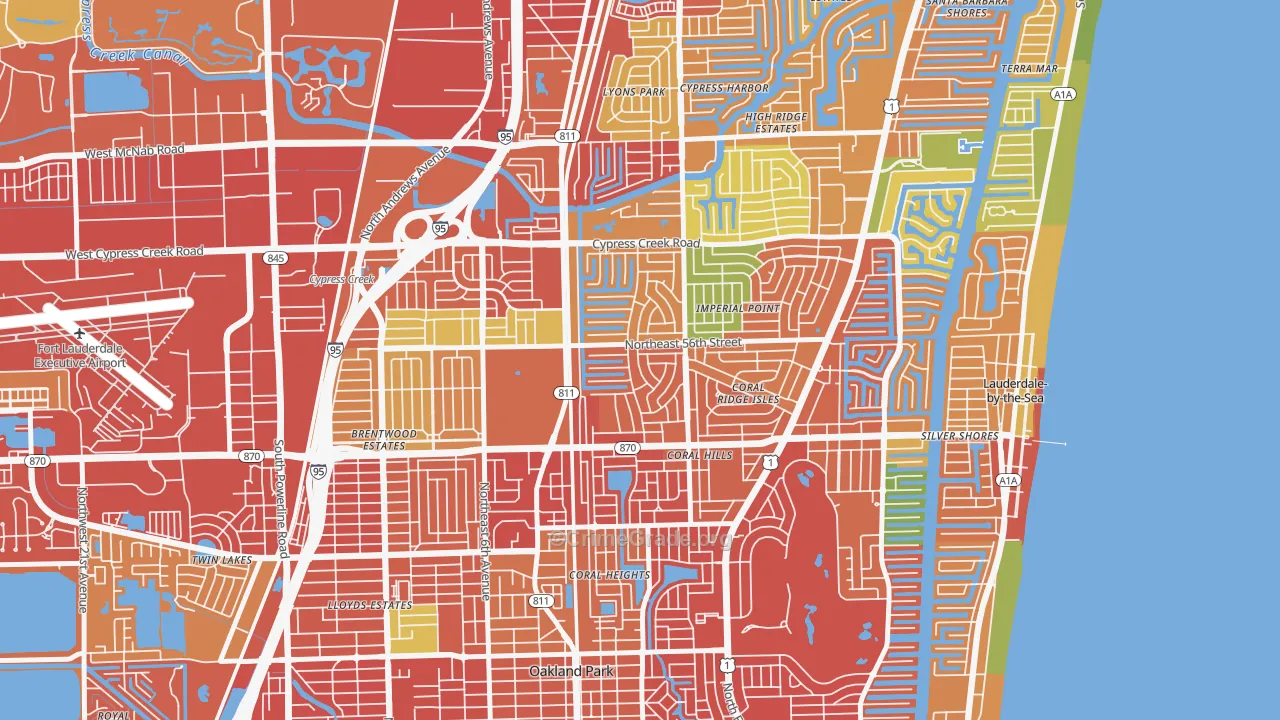 Coral Ridge Isles, Fort Lauderdale, FL Map of Burglary Rates