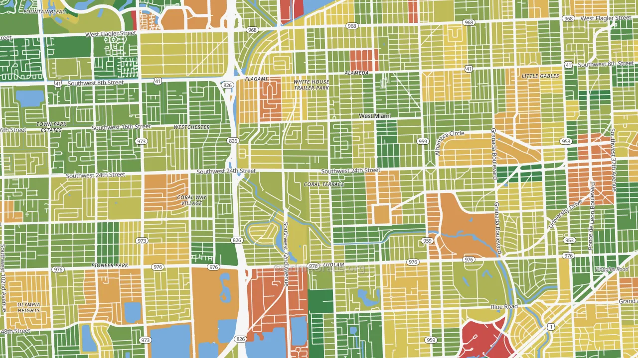Coral Terrace, FL Map of Burglary Rates