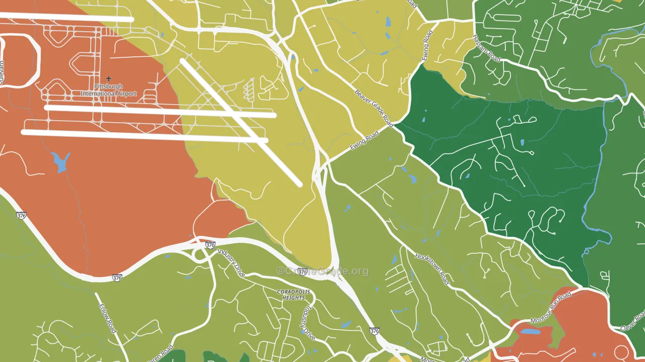 Coraopolis Heights, PA Map of Burglary Rates