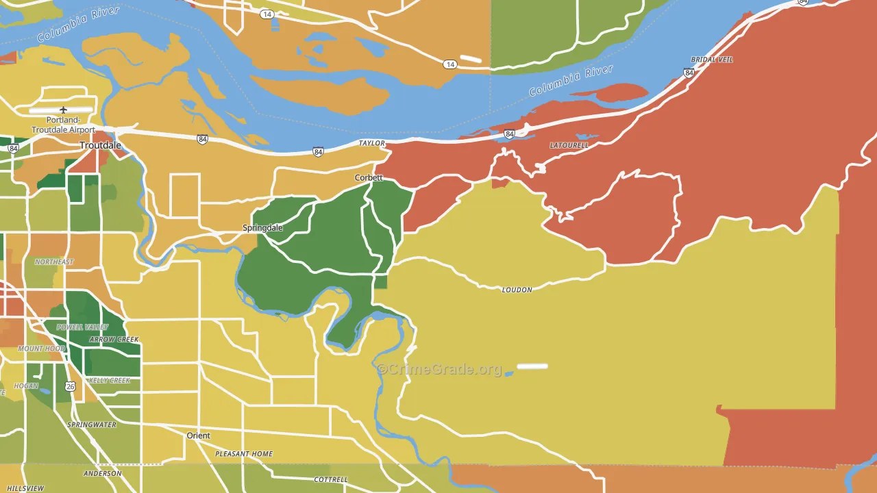 Corbett, OR Map of Burglary Rates