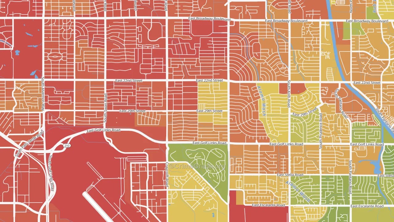 Corbett, Tucson, AZ Map of Burglary Rates