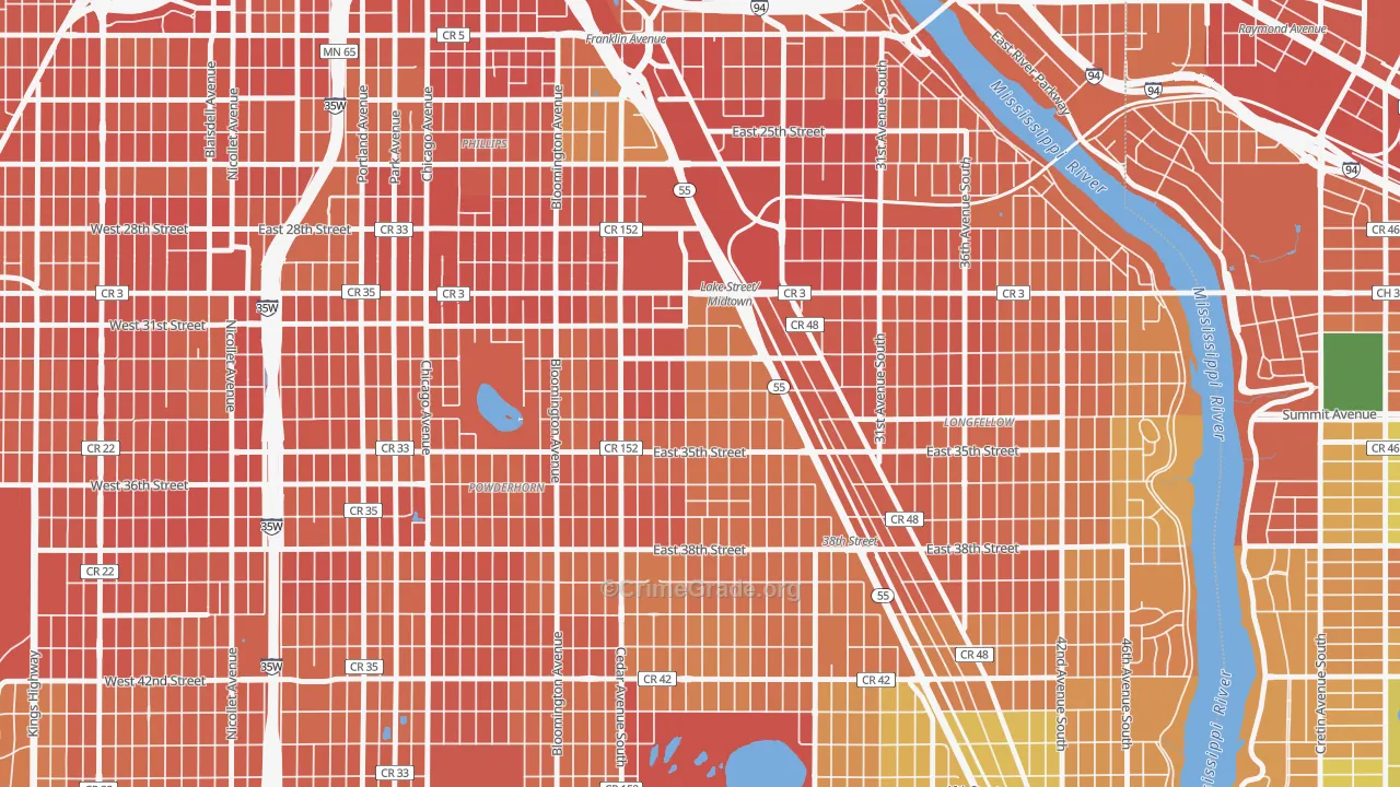 Corcoran, Minneapolis, MN Map of Burglary Rates